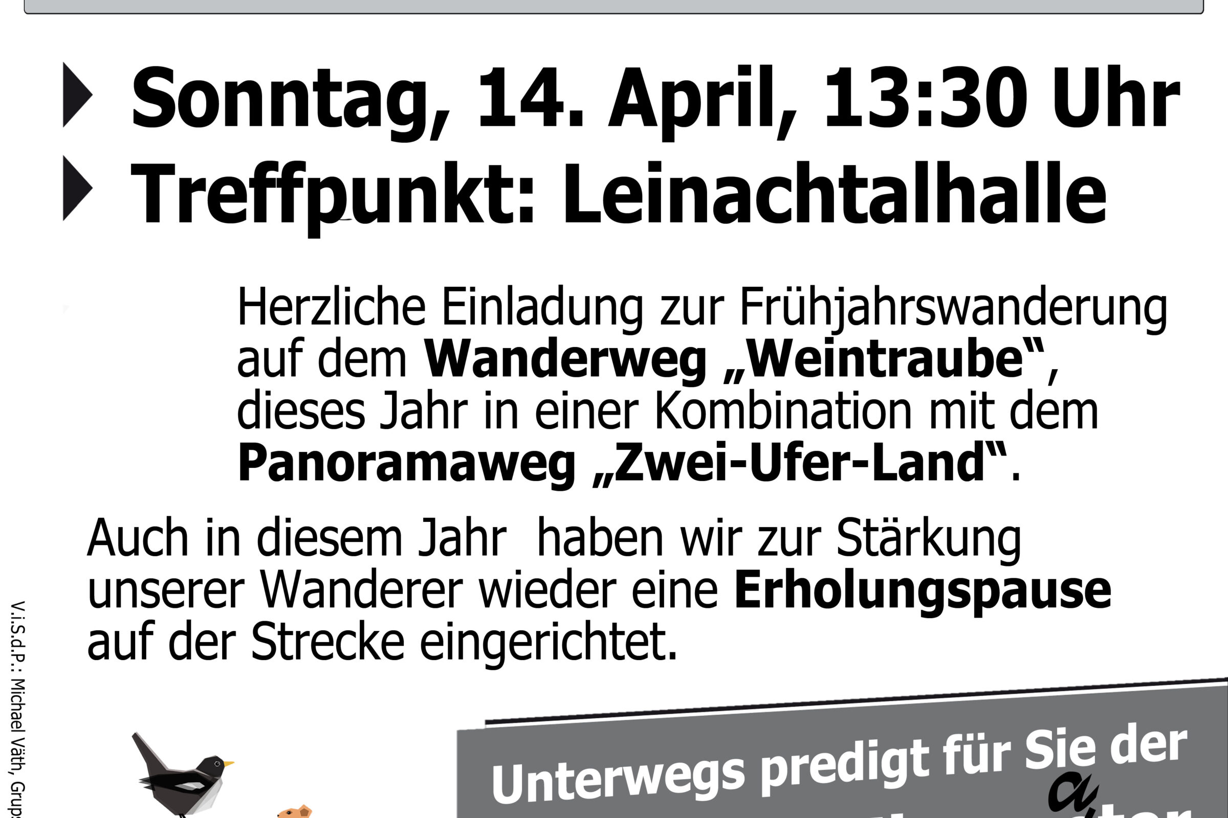 Herzliche Einladung zur Frühjahrswanderung 2019!