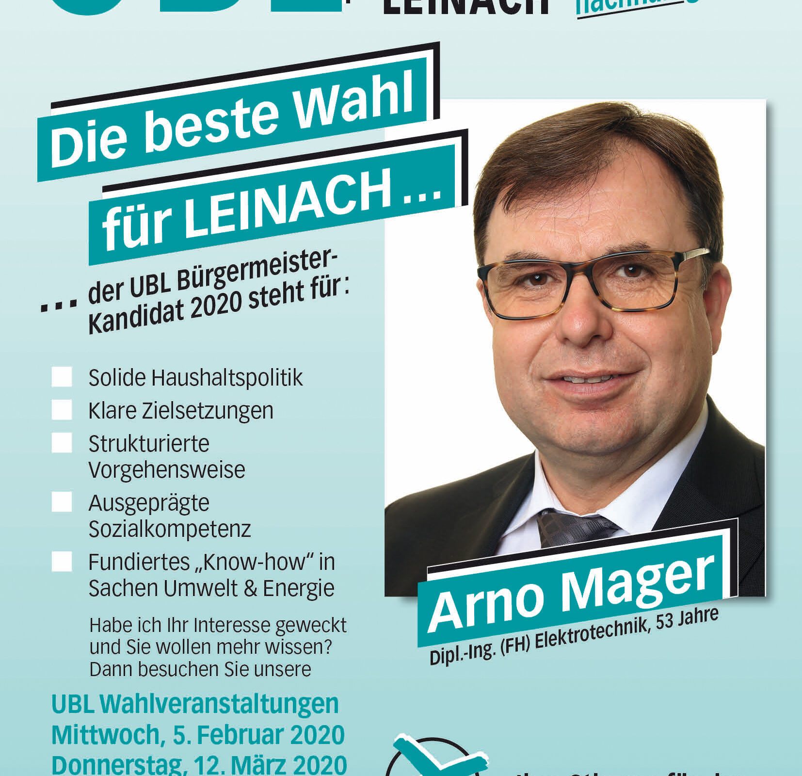 Unser Bürgermeisterkandidat Arno Mager